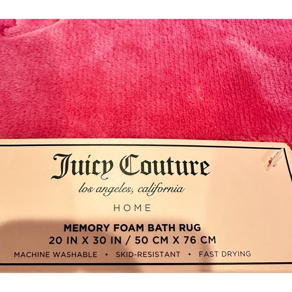 Juicy Couture Bath Rug Women 20x30 Azalea Pink New Crown Memory Foam Mat